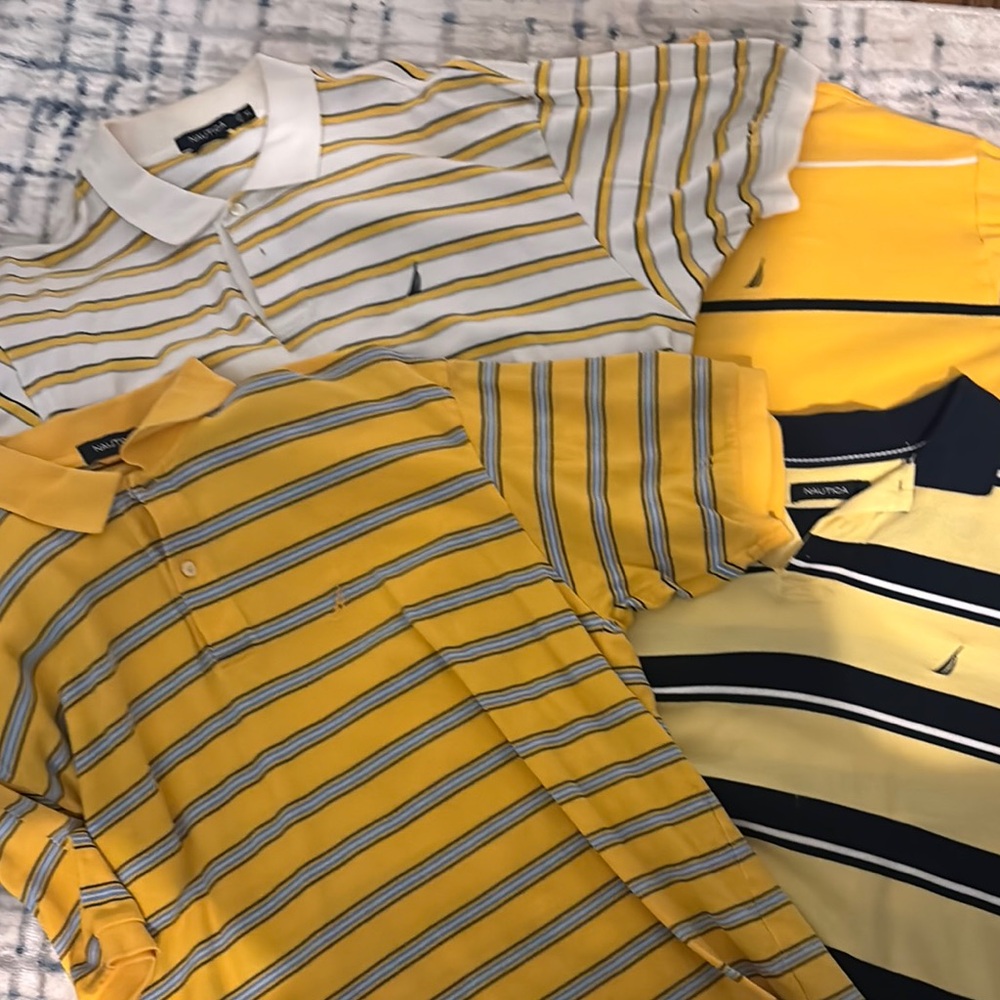 Nautica Yellow and Navy Striped Polo Collection